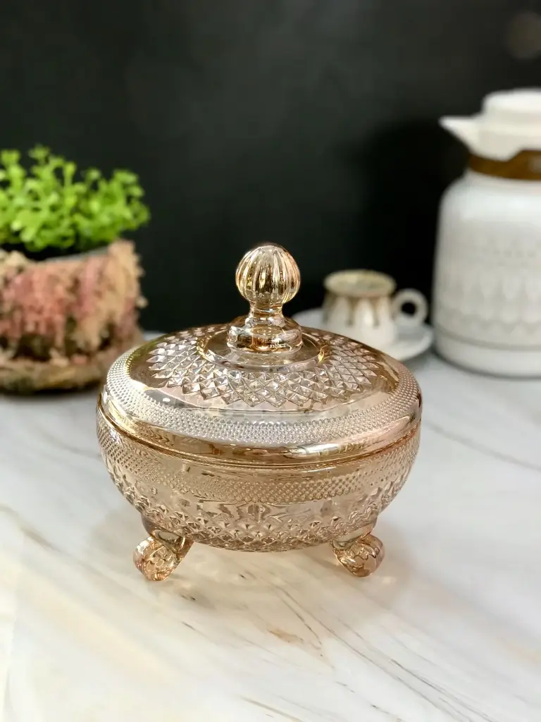 UMBER GLASS BOWL WITH COVER
