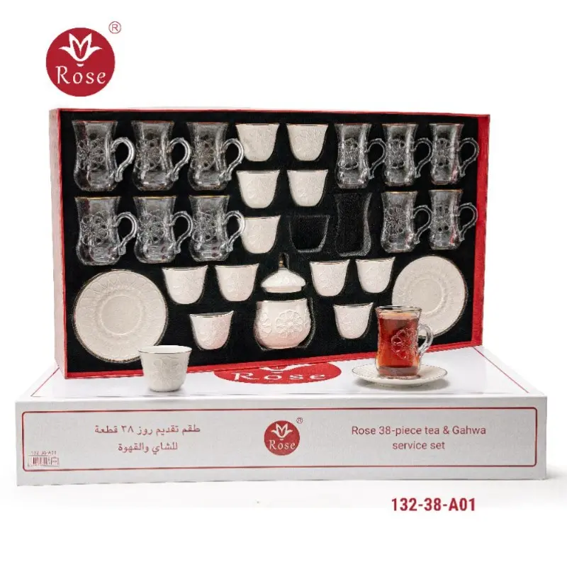 ROSE 38PCS TEA AND GAHWA SERVICE SET CR-132-38-A01