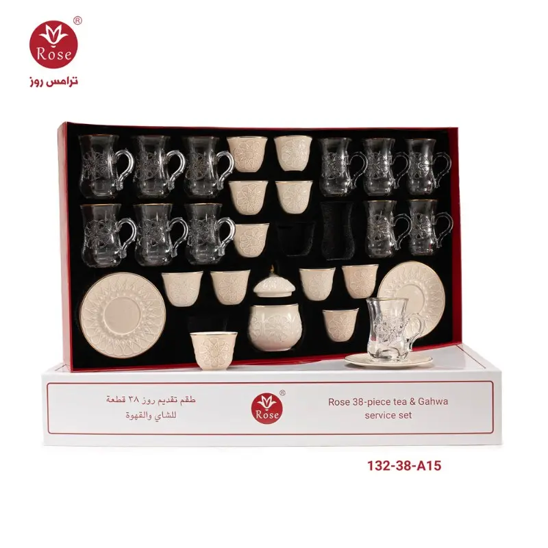 ROSE 38PCS TEA AND GAHWA SERVICE SET CR-132-38-A15