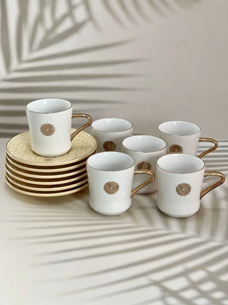 OTANTIK ROSETTI – IVORY 6 PORCELAIN CUPS AND 6 SAUCER