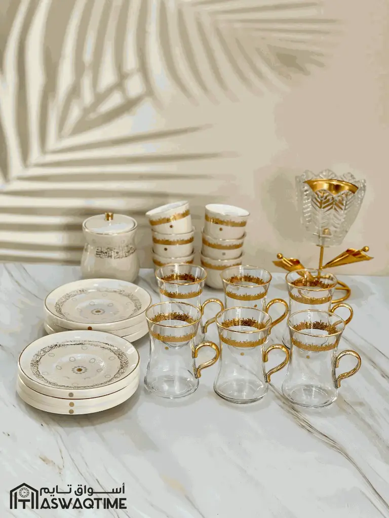 OTANTIK ATHER – 6 CUPS 6 SAUCERS 6 ARABIC COFFEE CUPS AND SUGER POT[OTN-ET-2475]