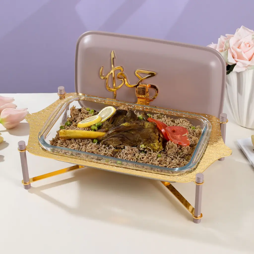 OTANTIK STAINLESS STEEL BUFFET - M FROM JIWAR - PURPLE + GOLD STAINLESS STEEL BUFFET – M