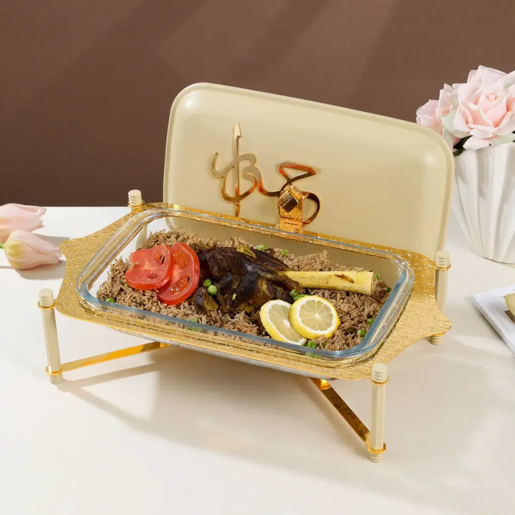 OTANTIK STAINLESS STEEL BUFFET - M FROM JIWAR - IVORY + GOLD STAINLESS STEEL BUFFET – M