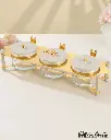 OTANTIK NUTS SERVING SET 3 BOWL WITH TRAY FROM JIWAR - BEIGE + GOLD NUTS SERVING SET 3 BOWL WITH TRAY