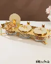 OTANTIK NUTS SERVING SET 3 BOWL WITH TRAY FROM JIWAR - IVORY + GOLD NUTS SERVING SET 3 BOWL WITH TRAY