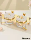 OTANTIK NUTS SERVING SET 2 BOWL WITH TRAY FROM JIWAR - BEIGE + GOLD NUTS SERVING SET 2 BOWL WITH TRAY