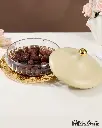 OTANTIK  LARGE GLASS DATE BOWL FROM JIWAR - IVORY + GOLD LARGE GLASS DATE BOWL 