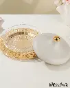 OTANTIK LARGE GLASS DATE BOWL FROM JIWAR - BEIGE + GOLD LARGE GLASS DATE BOWL