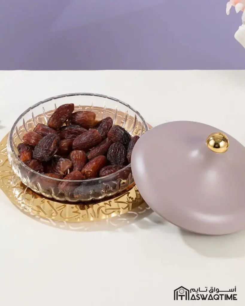 OTANTIK MEDIUM GLASS DATE BOWL FROM JIWAR - PURPLE + GOLD MEDIUM GLASS DATE BOWL