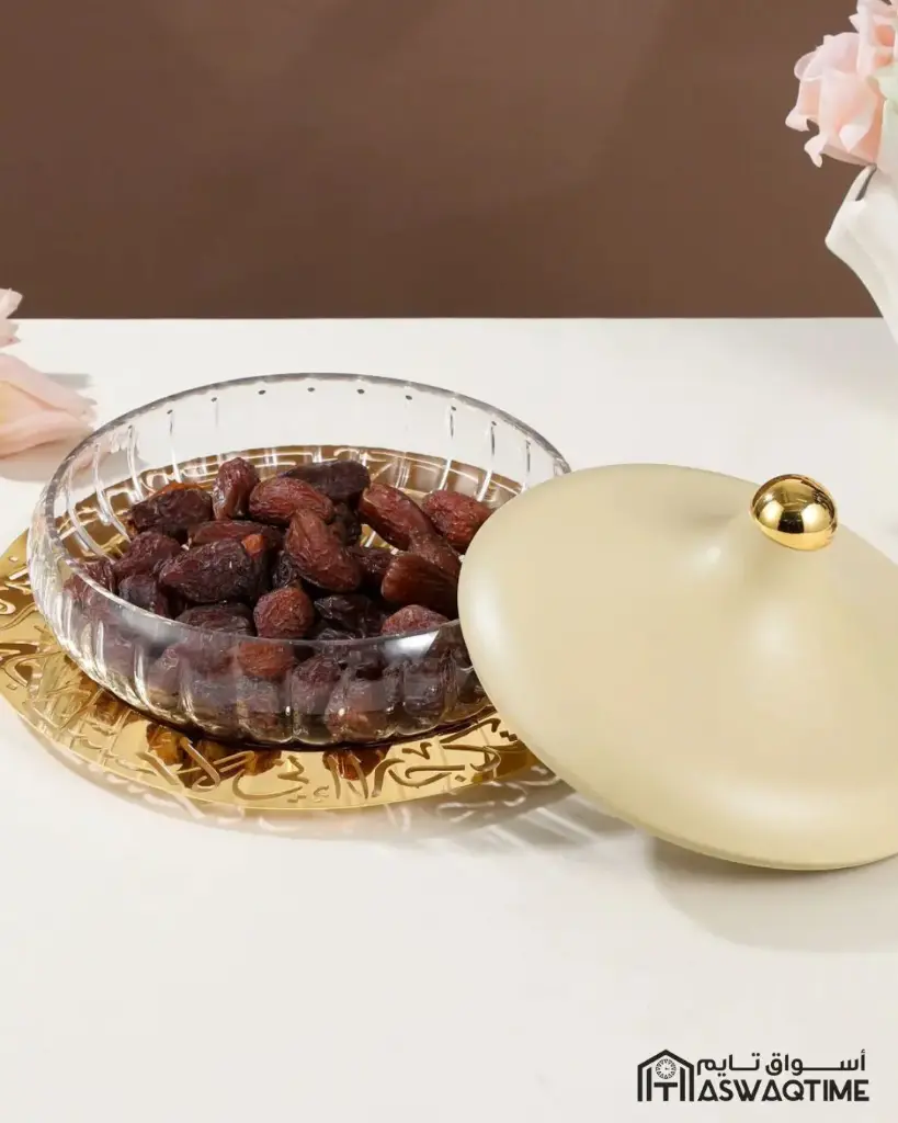 OTANTIK MEDIUM GLASS DATE BOWL FROM JIWAR - IVORY + GOLD MEDIUM GLASS DATE BOWL