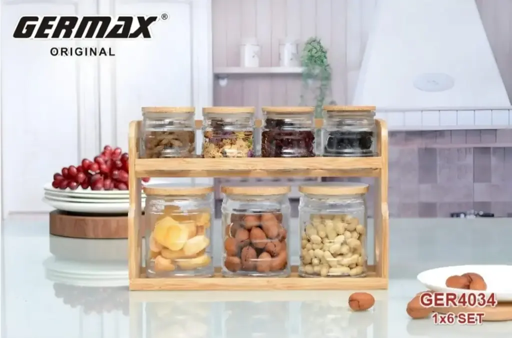 GERMAX 7PCS ROUND SPICES GLASS JARS