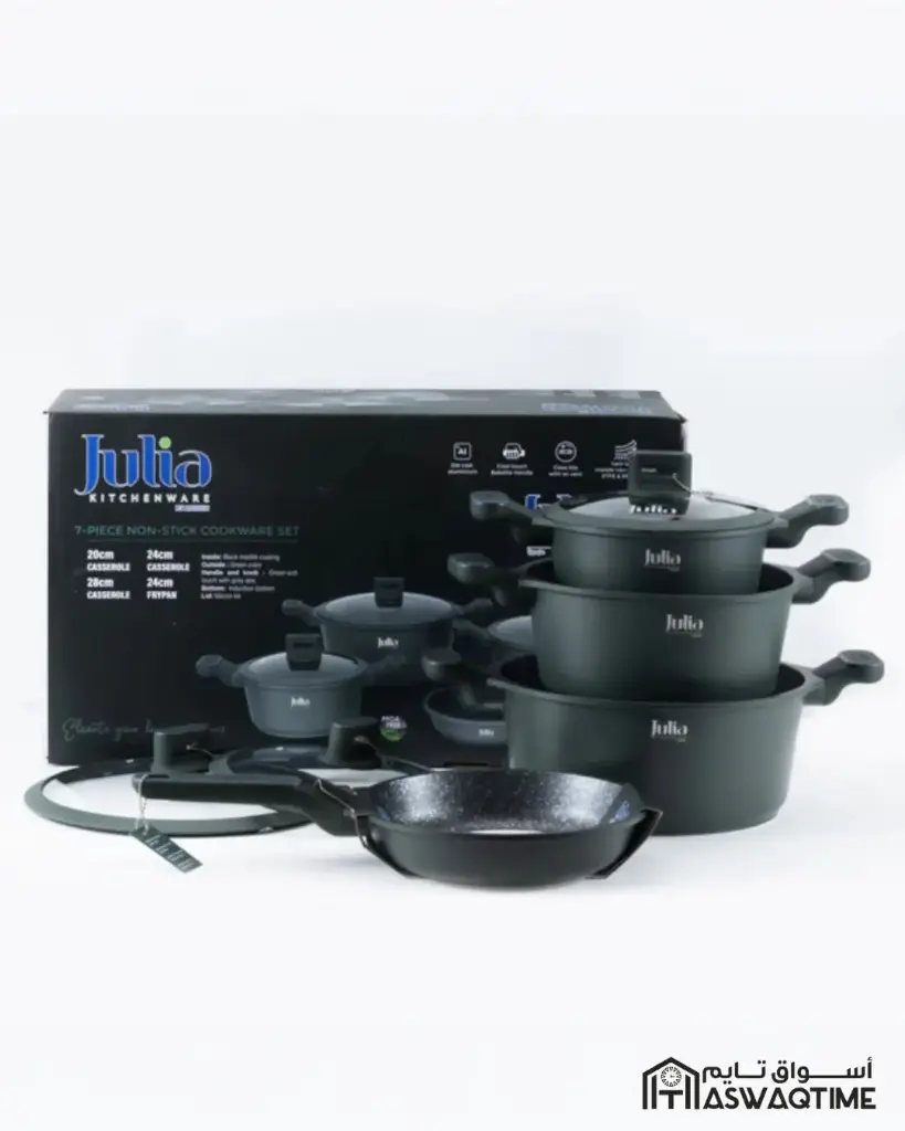 JULIA ELITE-PRO COOKWARE SET 7 PIECES GREEN /20CM/24CM/28CM FRYING PAN 24 CM 