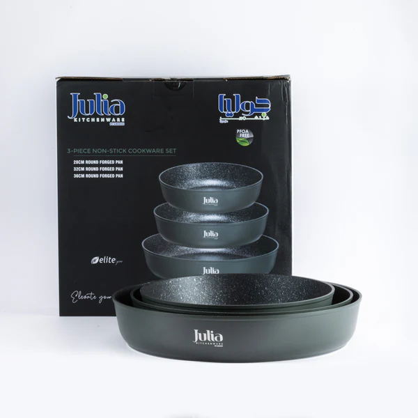 JULIA ELITE-PRO ROUND FORGED PAN SET 3 PIECES-GREEN 28CM/32CM/36CM 