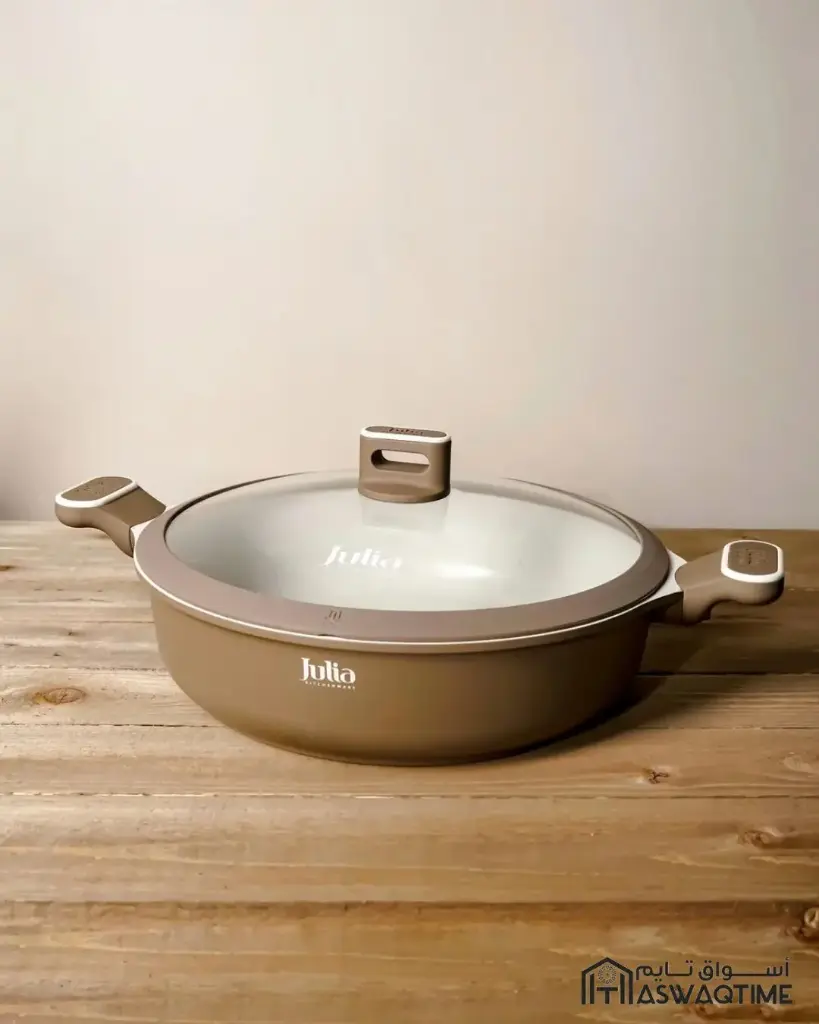 JULIA ELITE-PROF SHALLOW CASSEROLE WITH LID 32CM-BROWN/BEIGE SHALLOW CASSEROLE WITH LID 