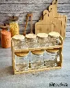 GERMAX 7PCS ROUND GLASS JARS WITH BAMBOO RACK