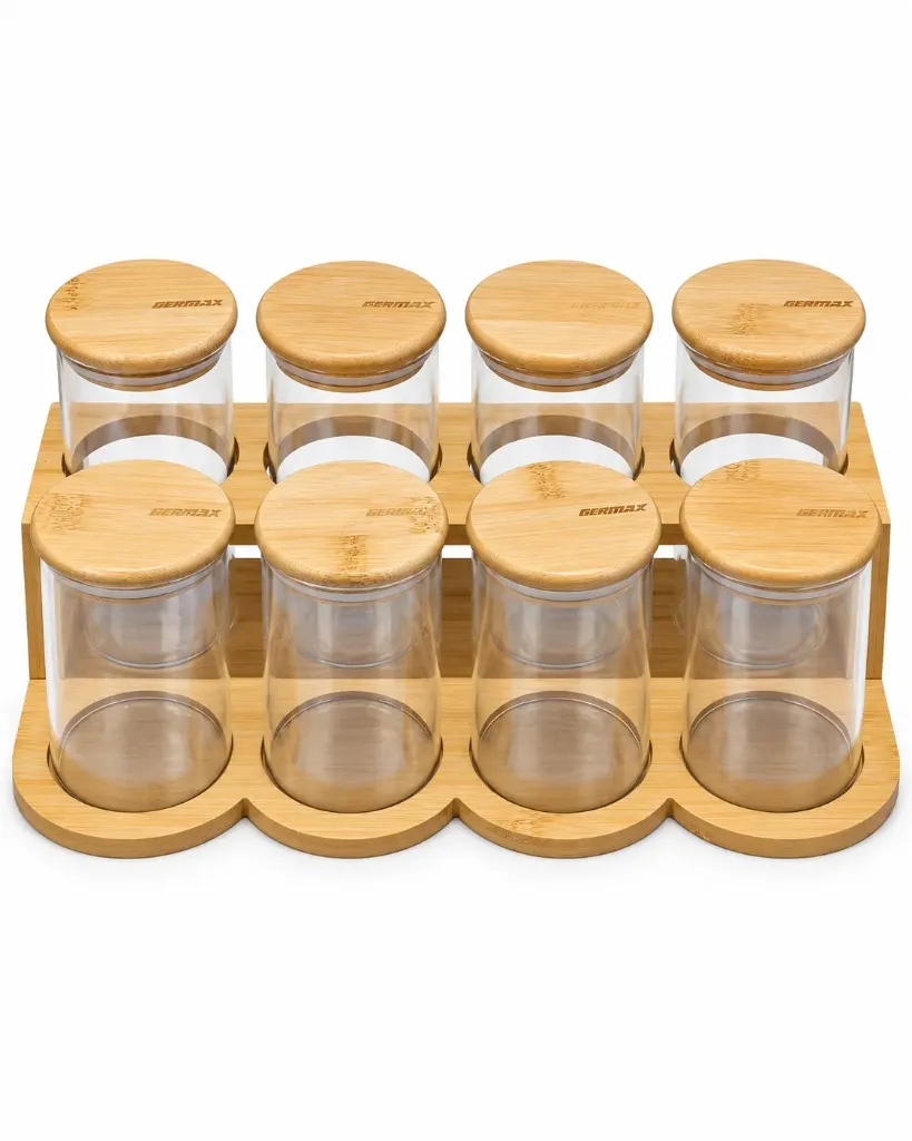 GERMAX 8PCS ROUND GLASS JARS