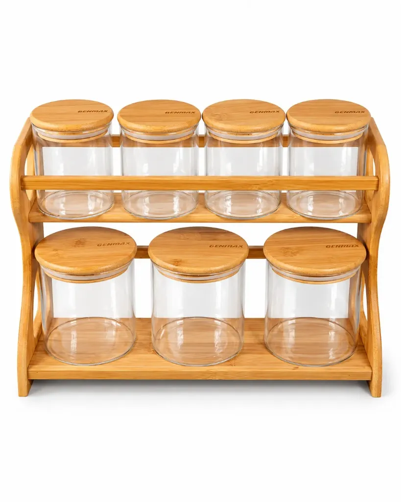 GERMAX STORAGE JARS WITH BAMBOO RACK 7PCS