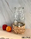 GLASS JAR W/STRAW BASE 3.1
