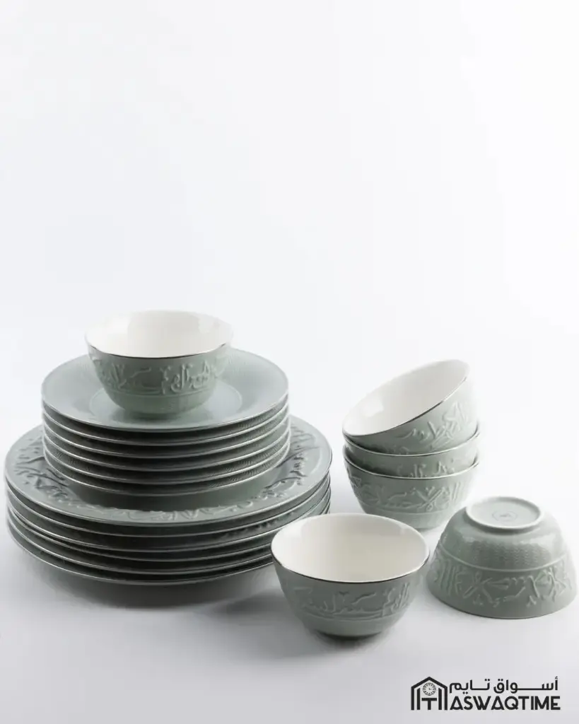 OTANTIK DINNER SET 18PCS FROM JIWAR – LIGHT GREEN & SILVER