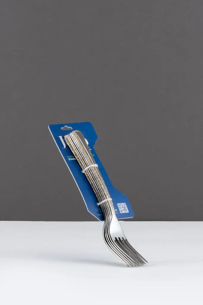 STAINLESS STEEL FORK LARGE 6PCSGOLD EDGE