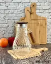 GLASS JUG WITH WOODEN HANDLE