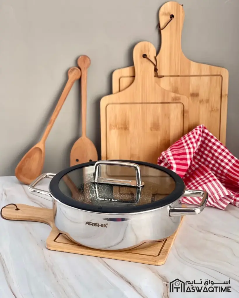 ARSHIA S/S NON-STICK LOWPOT W/LID 24CM