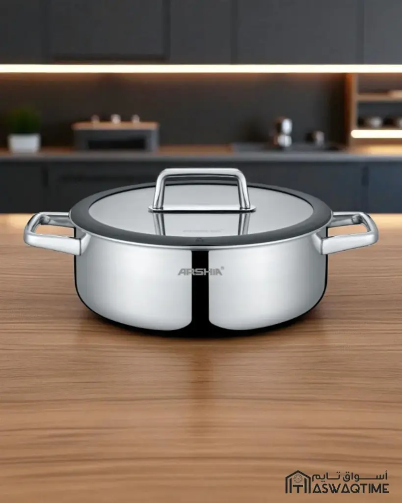 ARSHIA S/S NON-STICK LOWPOT W/LID 28CM 