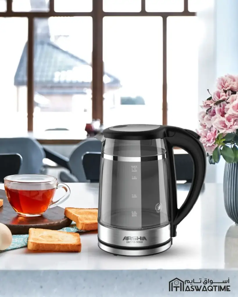 ARSHIA DOUBLE LAYRED GLASS KETTLE 1.7LTR TITANUIM