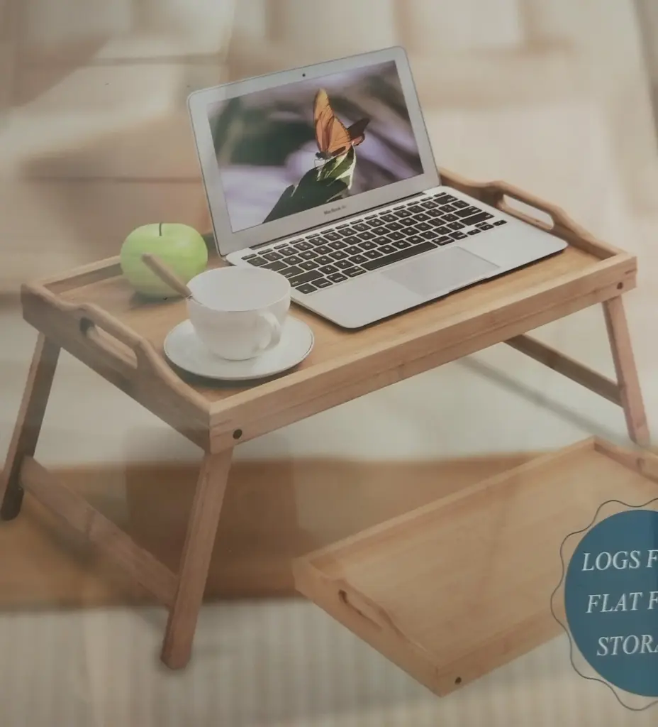 BAMBOO BED TRAY TABLE W/FOLDABLE LEGS