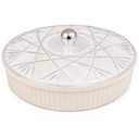 ROUND MIX NUTS 6 COMPARTMENTS SERVING TRAY WITH LID