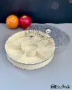 ROUND MIX NUTS 6 COMPARTMENTS SERVING TRAY WITH LID
