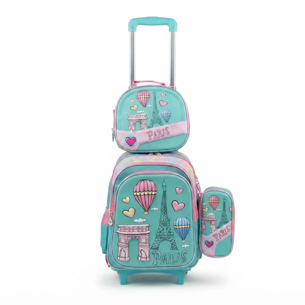 PARIS  3PCS TROLLY SCHOOL BAG SET