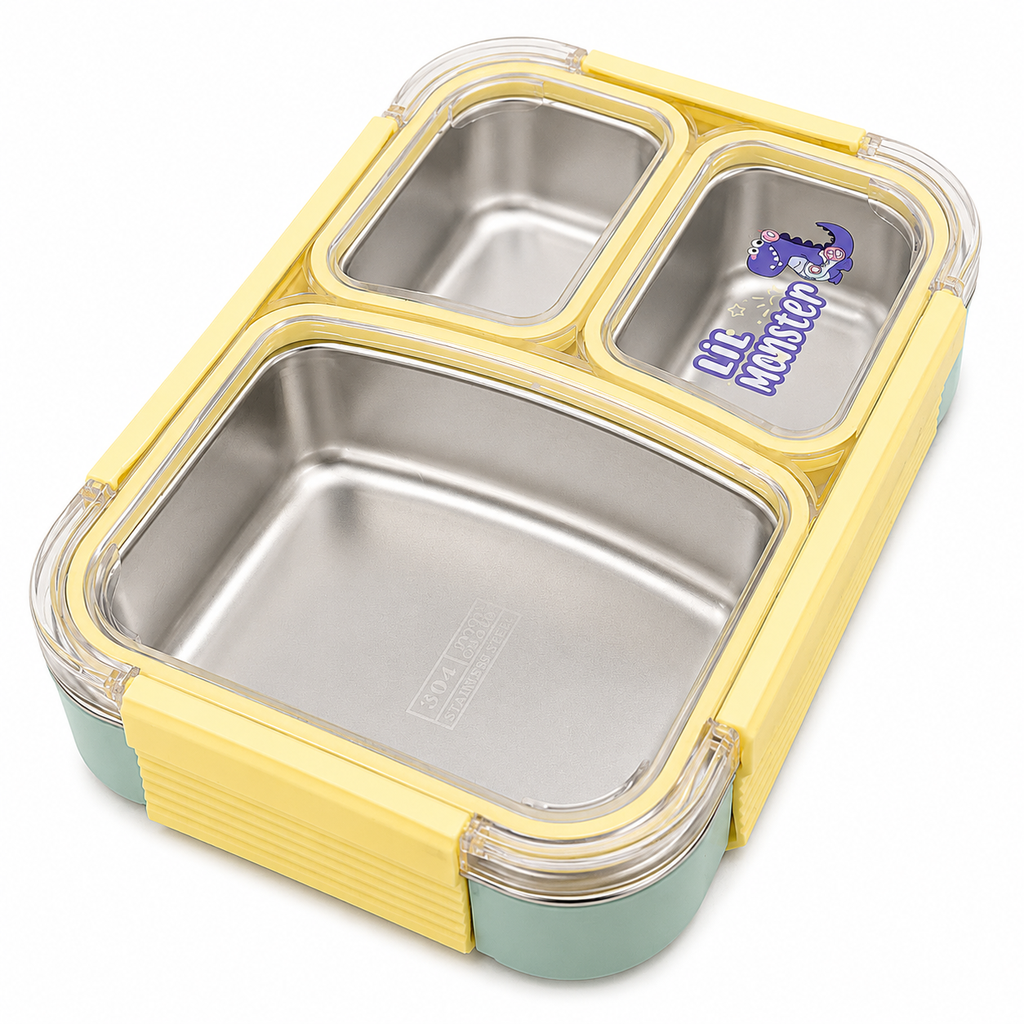 3 COMPARTMENT NON-LEAK STAINLESS STEAL LUNCH BOX 780ml