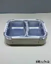 2 COMPARTMENT NON-LEAK STAINLESS STEAL LUNCH BOX