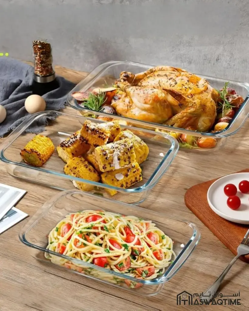 DIAMONDS SQUARE GLASS FOOD CONTAINER 3PCS SET