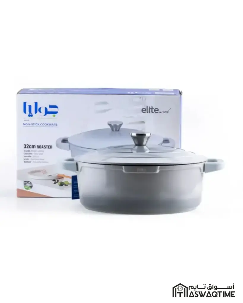 ELITE-CAST OVAL ROASTER WITH LID 32CM-GRAY 