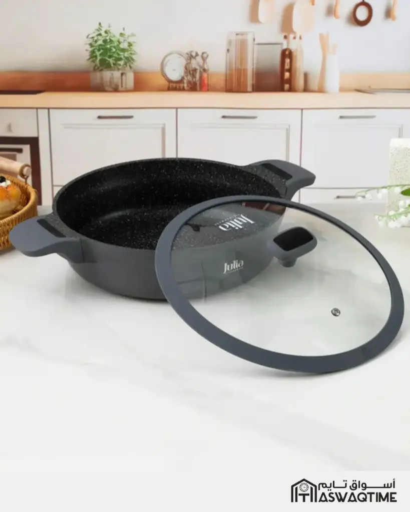 ELITE-EDGE SHALLOW CASSEROLE WITH LID 28CM-GRAY 