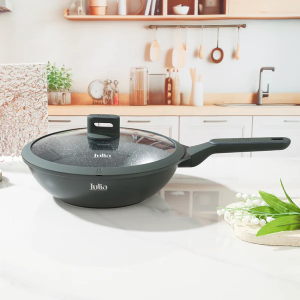 ELITE-PRO WOK PAN WITH LID 28CM GREEN 