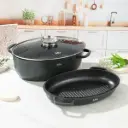 ELITE-PRO OVAL ROASTER WITH LID 3PCS 39CM-GREEN 