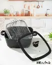 ELITE-PRO PLUS SQUARE CASSEROLE WITH LID 28CM-BLACK 