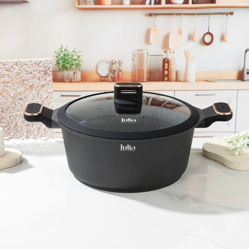 JULIA ELITE-PRO PLUS CASSEROLE WITH LID 24CM-BLACK 