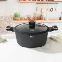 JULIA ELITE-PRO PLUS CASSEROLE WITH LID 24CM-BLACK 