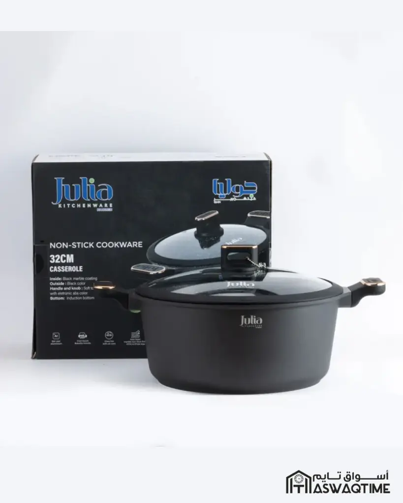 JULIA ELITE-PRO PLUS CASSEROLE WITH LID 32CM-BLACK 