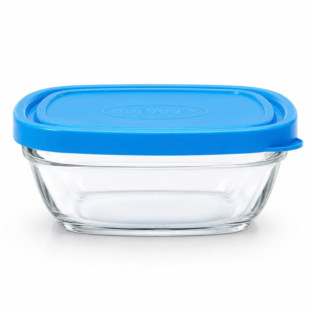 DURALEX FRESHBOX SQUARE BOWL BLUE W/LID - 11CM - 300ML 9020A (1PC)