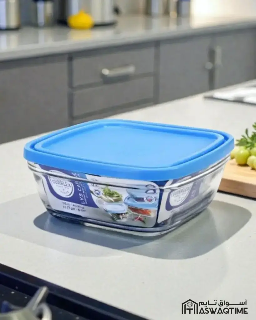 DURALEX FRESHBOX SQUARE BOWL BLUE W/LID - 17CM -1150 ML 9022A (1PC)