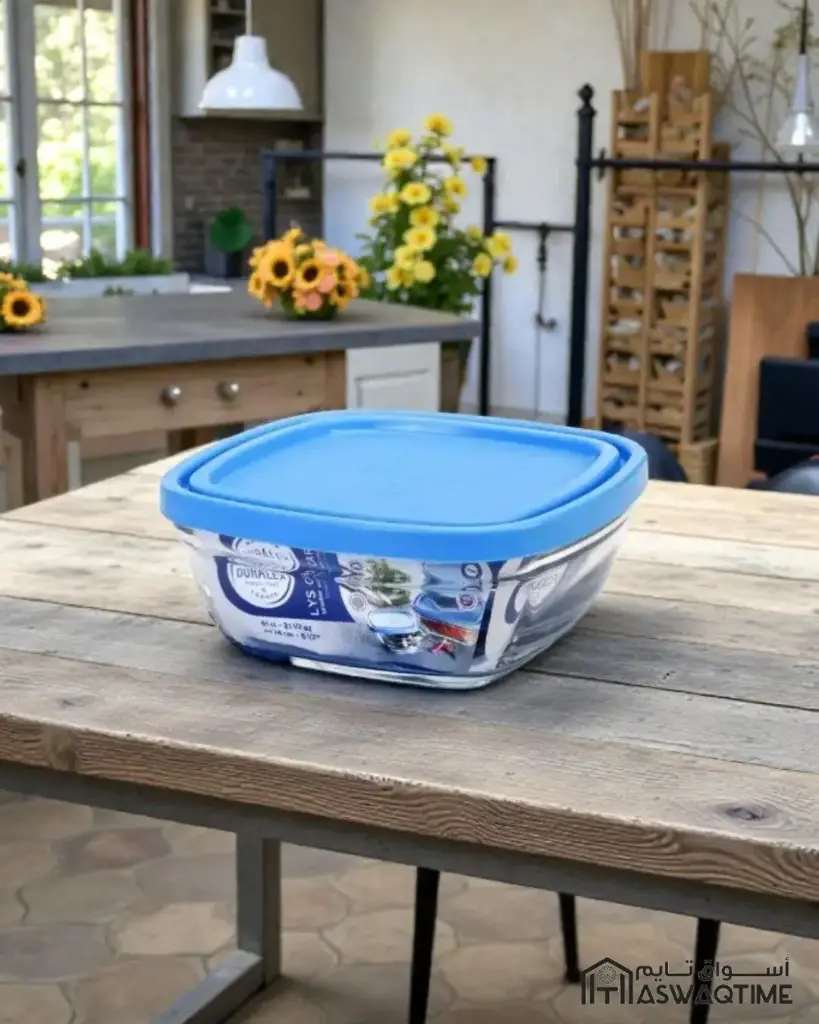 DURALEX FRESHBOX SQUARE BOWL BLUE W/LID - 14CM-610 ML 9021A (1PC)