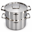 ARSHIA STEEL CASSEROLE W/LID + 24x12CM STEAMER