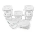 ELEGANT SQUARE GLASS BOWL W/COVER WHITE 6PCS