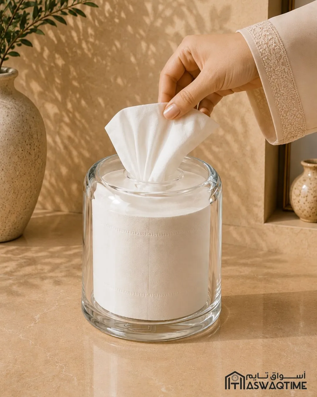 DELZA TISSUE BOX ACRYLIC ROUND