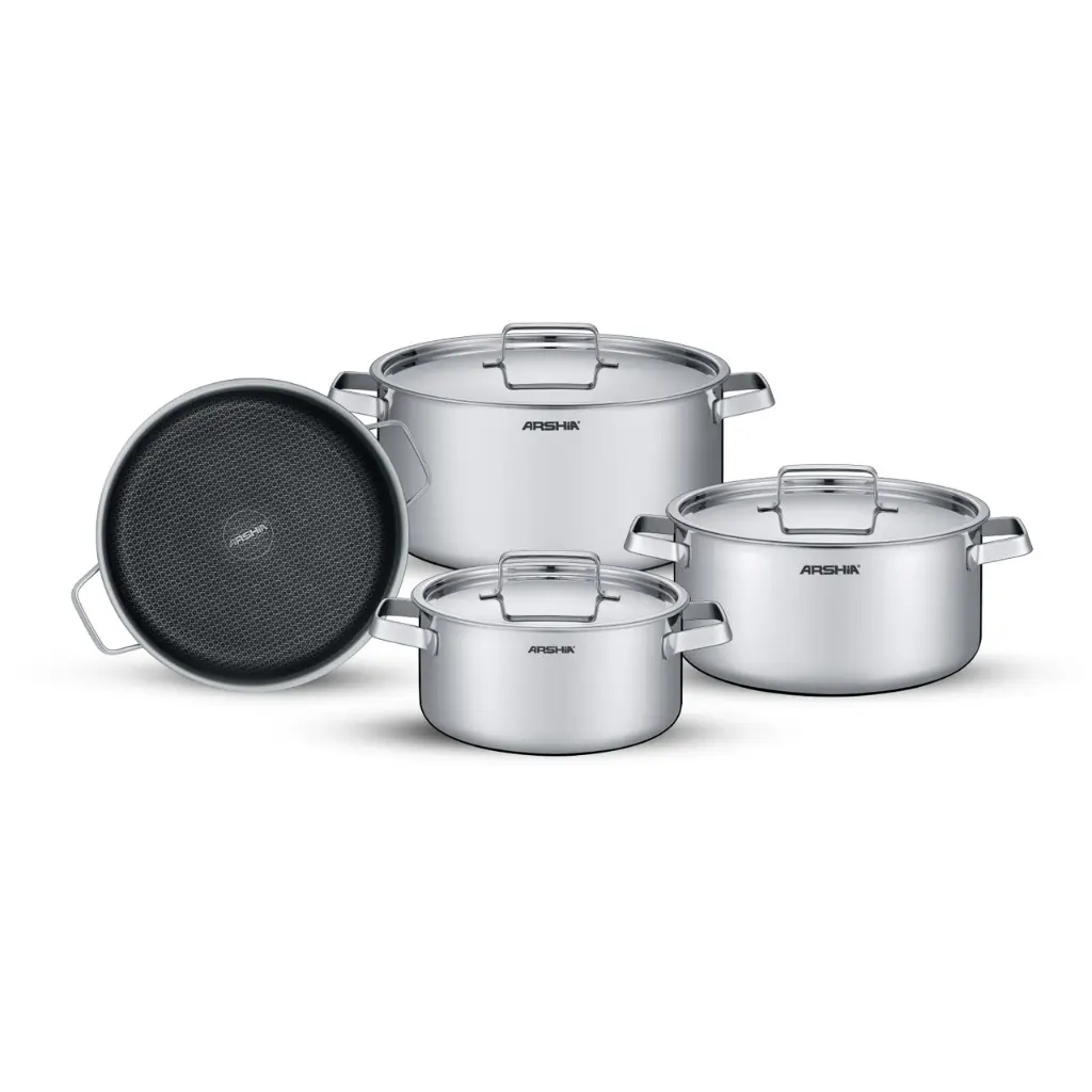 ARSHIA TRI-PLY SS 8PCS COOKWARE SET